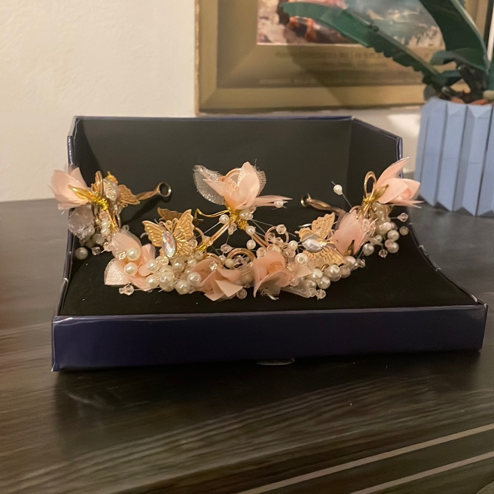 Pink floral tiara